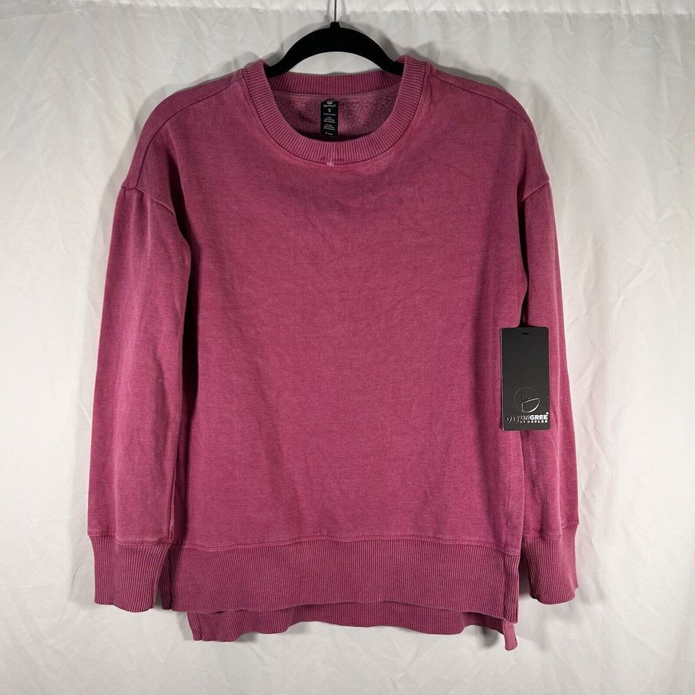 90 Degree Sweater Women's Small Pink Crew Neck Long Sleeve Fleece Lining